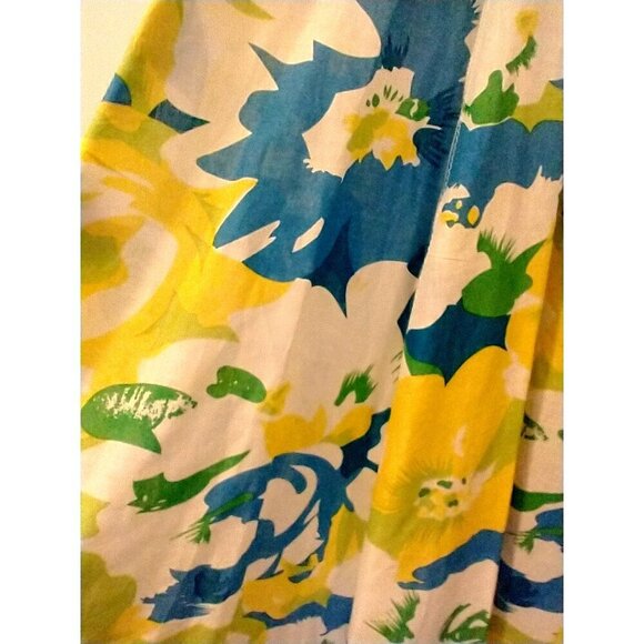 Focus Lifestyle Midi Skirt Blue Yellow Floral Lined Cotton - Size 12 NWT - Picture 8 of 8
